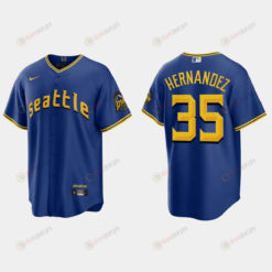 Teoscar Hernandez 35 Seattle Mariners 2023 City Connect Game Jersey - Royal
