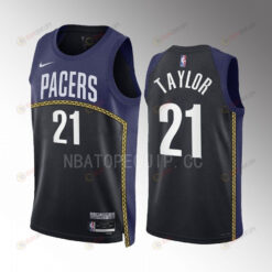 Terry Taylor 21 Indiana Pacers 2022-23 City Edition Black Navy Jersey Swingman