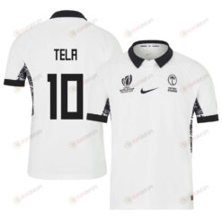 Teti Tela 10 Fiji 2023 Rugby World Cup Home Stadium Jersey - White