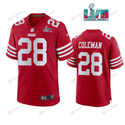 Tevin Coleman 28 San Francisco 49Ers Super Bowl LVII Men's Jersey- Scarlet