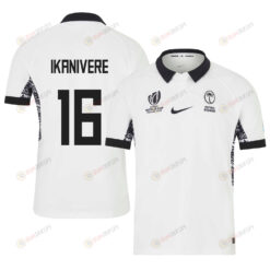 Tevita Ikanivere 16 Fiji 2023 Rugby World Cup Home Stadium Jersey - White