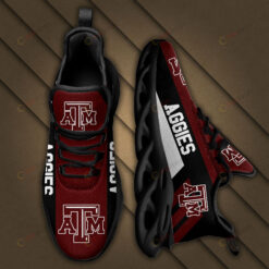 Texas A And M Aggies Logo Black Stripe Pattern 3D Max Soul Sneaker Shoes In Maroon