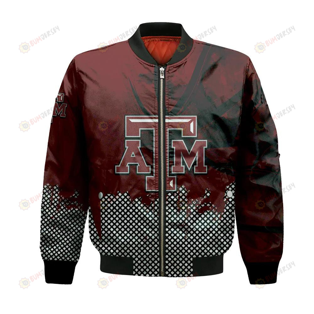 Texas A&M Aggies Bomber Jacket 3D Printed Basketball Net Grunge Pattern