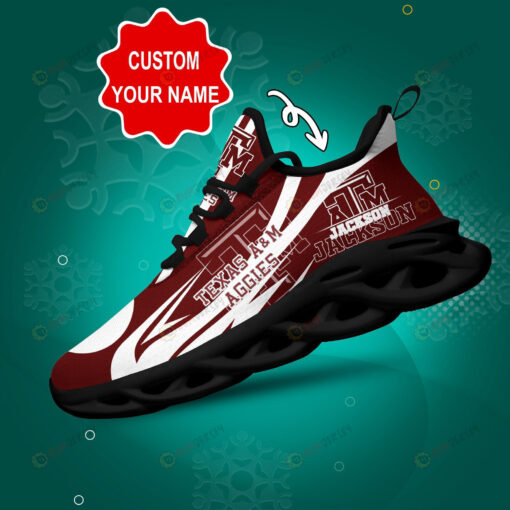 Texas A&M Aggies Logo Line Pattern Custom Name 3D Max Soul Sneaker Shoes