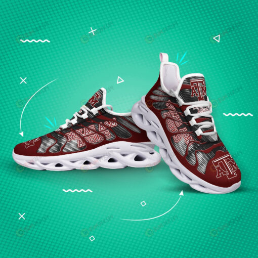 Texas Am Aggies Logo Hole Pattern 3D Max Soul Sneaker Shoes In Red