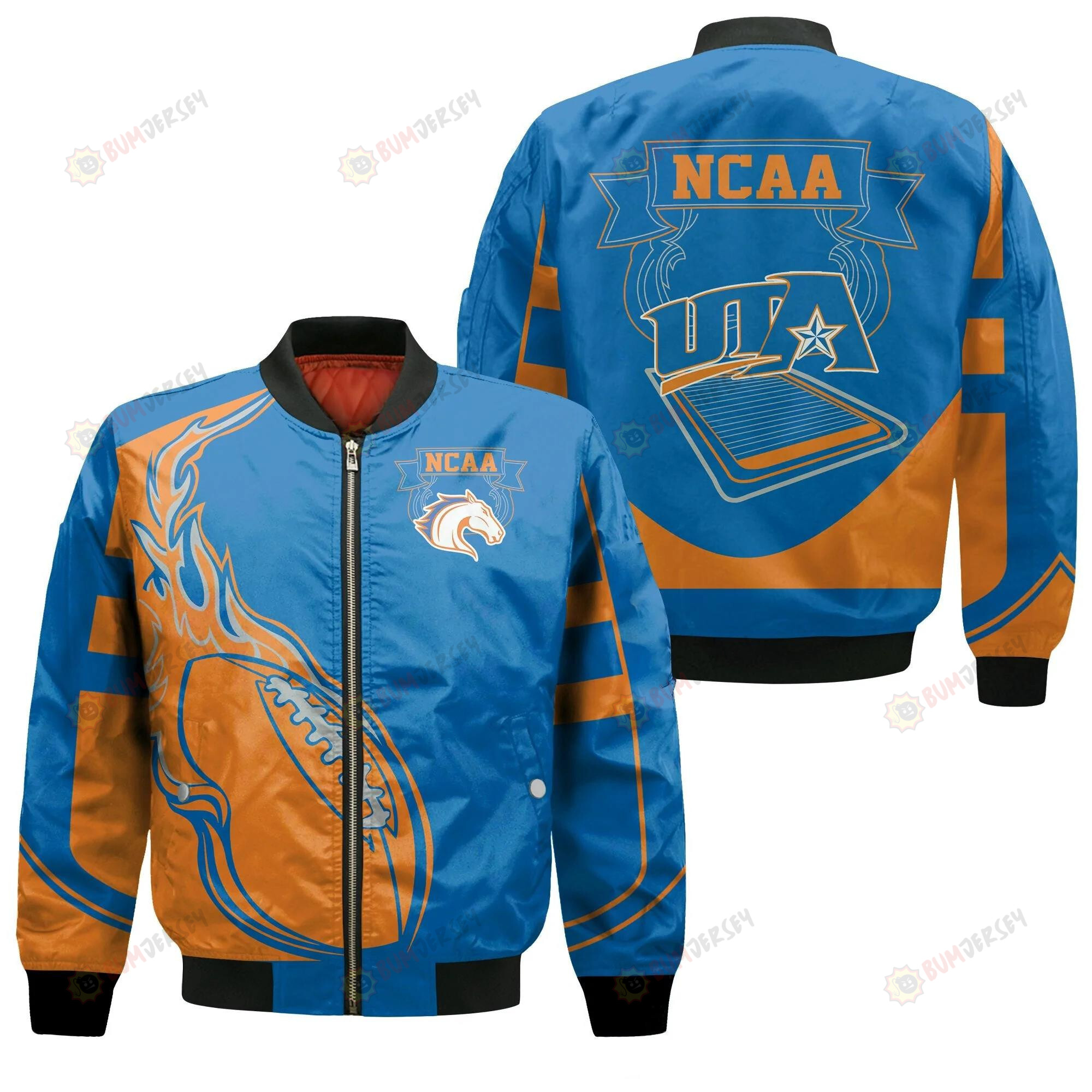 Texas-Arlington Mavericks Bomber Jacket 3D Printed - Fire Football