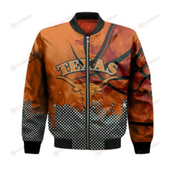 Texas Longhorns Bomber Jacket 3D Printed Basketball Net Grunge Pattern