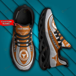 Texas Longhorns Logo Curve Border Pattern Custom Name 3D Max Soul Sneaker Shoes