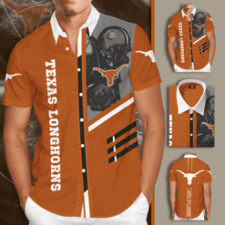 Texas Longhorns Logo Curved Hawaiian Shirt In Brown