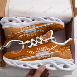 Texas Longhorns Logo Custom Name Pattern In Orange 3D Max Soul Sneaker Shoes