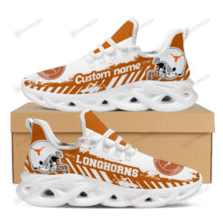 Texas Longhorns Logo Helmet And Stripe Pattern Custom Name 3D Max Soul Sneaker Shoes