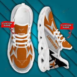 Texas Longhorns Logo Lightening Pattern Custom Name 3D Max Soul Sneaker Shoes