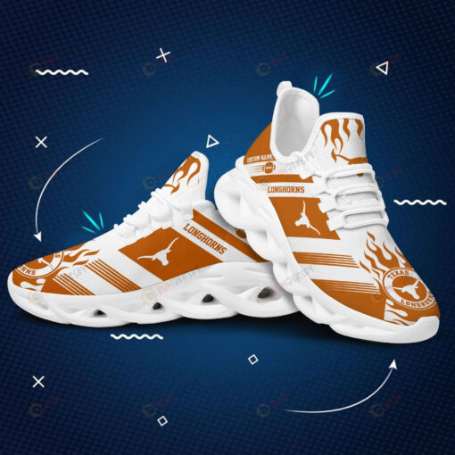 Texas Longhorns Logo Pattern Custom Name 3D Max Soul Sneaker Shoes In Burnt Orange