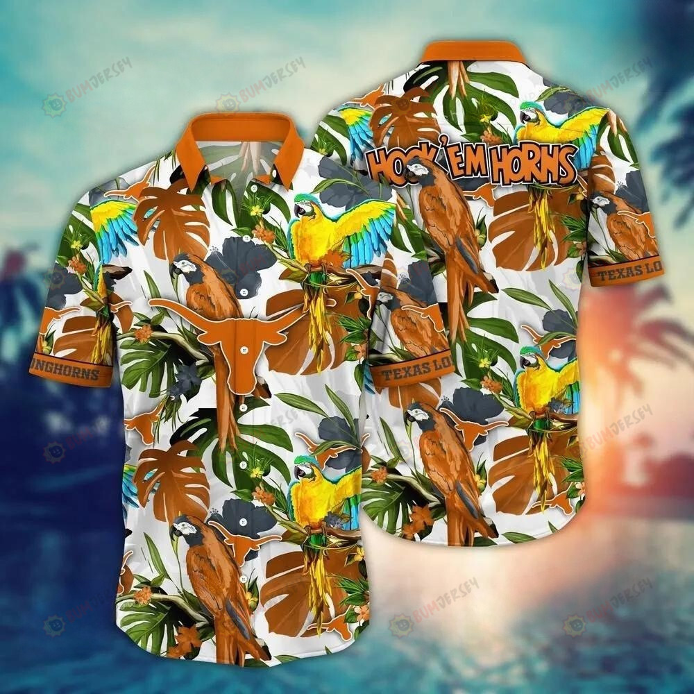 Texas Longhorns NCAA Tropical Flower Leaf Pattern 3D Hawaiian Shirt SH1