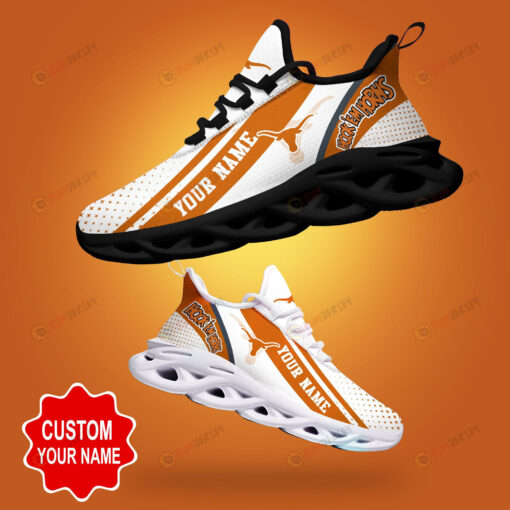 Texas Longhorns Shadow Logo Polka Dot Pattern Custom Name 3D Max Soul Sneaker Shoes