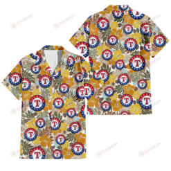 Texas Rangers Brown Yellow Hibiscus White Background 3D Hawaiian Shirt