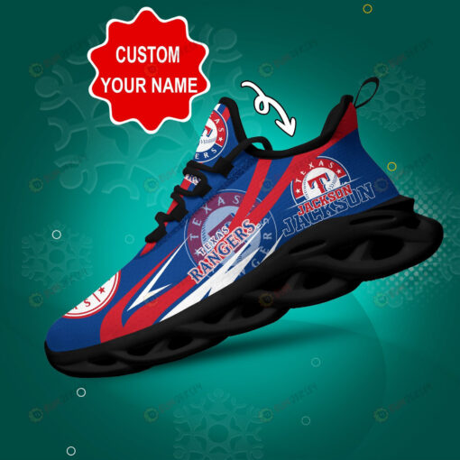 Texas Rangers Logo Line Pattern Custom Name 3D Max Soul Sneaker Shoes