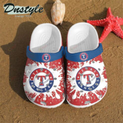 Texas Rangers Logo Pattern Crocs Classic Clogs Shoes In Red & Blue - AOP Clog