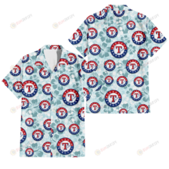 Texas Rangers Pale Turquoise Hibiscus Light Cyan Background 3D Hawaiian Shirt