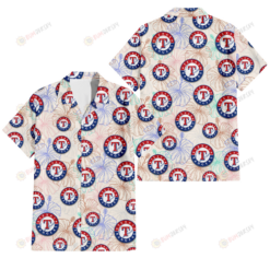 Texas Rangers Sketch Pastel Hibiscus Beige Background 3D Hawaiian Shirt