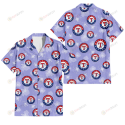Texas Rangers Sketch White Hibiscus Violet Background 3D Hawaiian Shirt