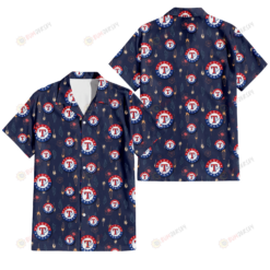 Texas Rangers Small Hibiscus Buds Navy Background 3D Hawaiian Shirt