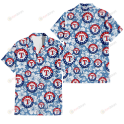 Texas Rangers White Hibiscus Light Blue Texture Background 3D Hawaiian Shirt
