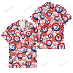 Texas Rangers White Hibiscus Salmon Background 3D Hawaiian Shirt