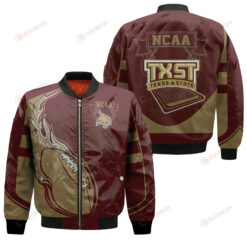 Texas State Bobcats Bomber Jacket 3D Printed - Fire Football