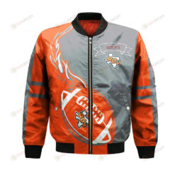 Texas State Bobcats Bomber Jacket 3D Printed Flame Ball Pattern