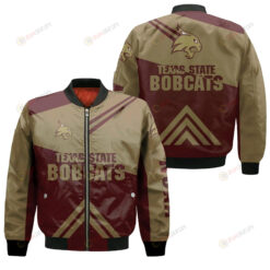 Texas State Bobcats Football Bomber Jacket 3D Printed - Stripes Cross Shoulders