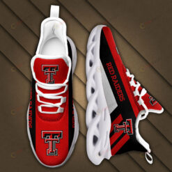 Texas Tech Red Raiders Logo Black Stripe Pattern 3D Max Soul Sneaker Shoes In Red