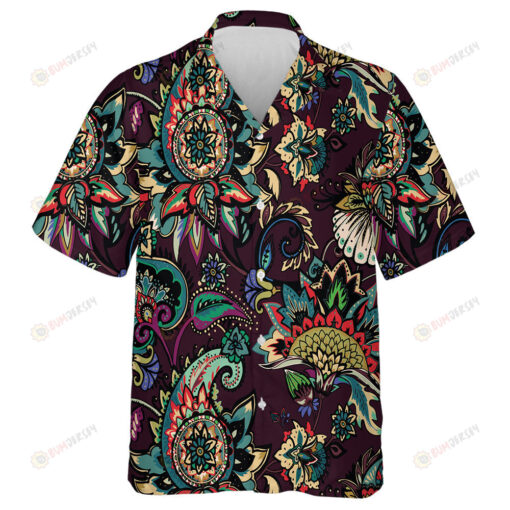 Textile Floral Pattern With Oriental Paisley Buta Ornament Hawaiian Shirt