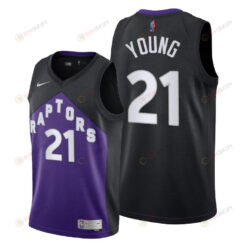 Thaddeus Young 21 Toronto Raptors 2022 Earned Edition Black Jersey Diamond Badge - Men Jersey