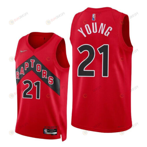 Thaddeus Young 21 Toronto Raptors 2022 Icon Edition Red Jersey Diamond Badge - Men Jersey