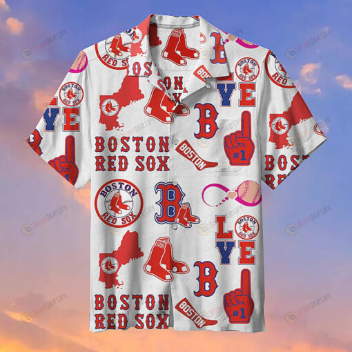 The Boston Red Sox Baseball Hawaiian Shirt In Red And White