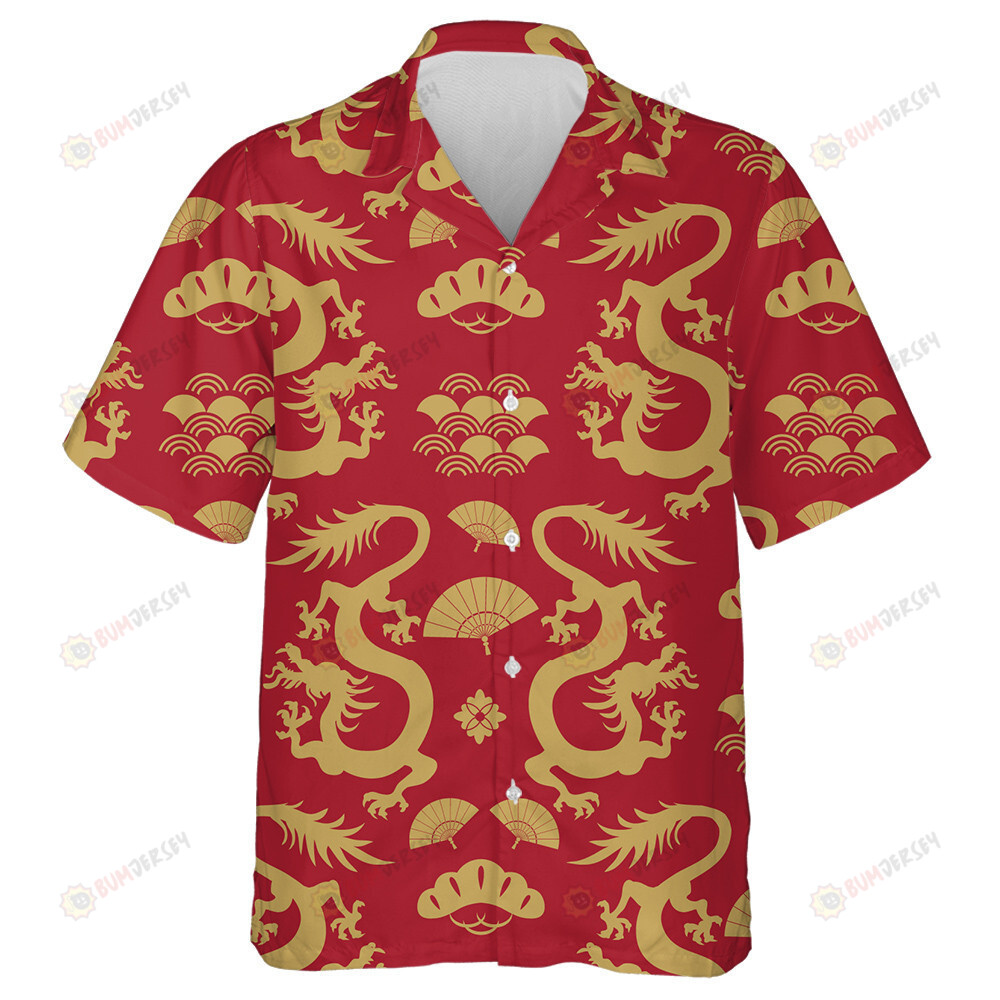 The Dragons And Symbol Bonsai Fan Sea Vawes Hawaiian Shirt