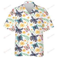Theme Bright Butterflies And Wild Flowers Hawaiian Shirt