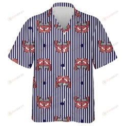 Theme Butterfly On Navy Blue And White Stripe Background Hawaiian Shirt