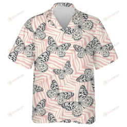Theme Butterfly On Zebra Trendy Animal Motif Hawaiian Shirt
