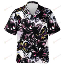 Theme Butterfly With Engraved Flowers And Watercolor Spots Hawaiian Shirt