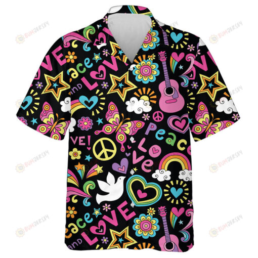 Theme Colorful Butterfly Peace And Music Hawaiian Shirt