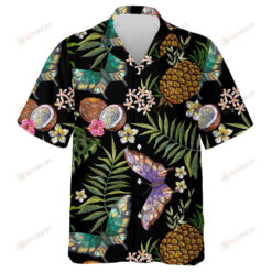 Theme Embroidery Floral With Butterflies And Coconut Hawaiian Shirt