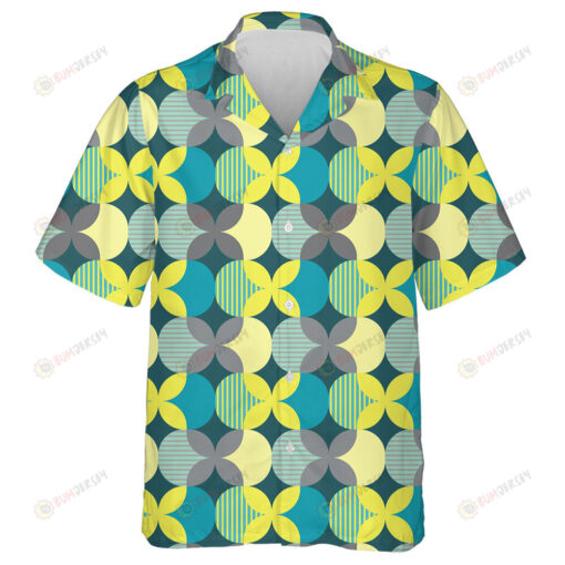 Theme Geometric With Butterfly In Trendy Yellow And Gray Hawaiian Shirt