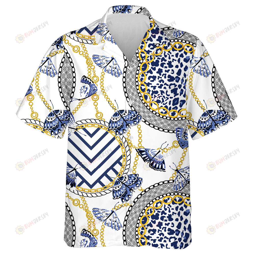 Theme Leopard Skin Elements And Butterflies Hawaiian Shirt
