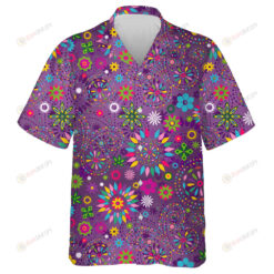 Theme Mystical Butterfly And Violet Floral Circles Hawaiian Shirt