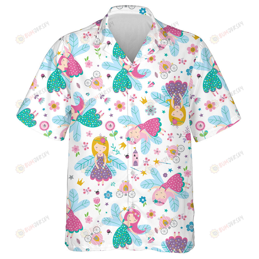 Theme Mystical Fairy Butterfly With Flowers Hawaiian Shirt