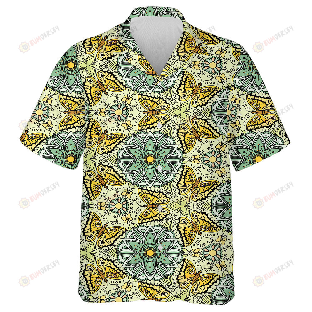 Theme Mystical Kaleidoscope Butterfly And Floral Hawaiian Shirt