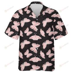Theme Mystical Pink Polygonal Butterfly On Black Hawaiian Shirt