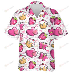 Theme Pink Love With Butterfly And Sweet Cake Hawaiian Shirt